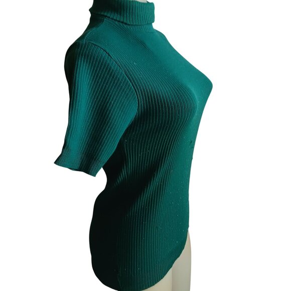 Women's Small Vintage Turtleneck Top Winnie The Pooh Green Ribbed Knit 1970's - Picture 6 of 7